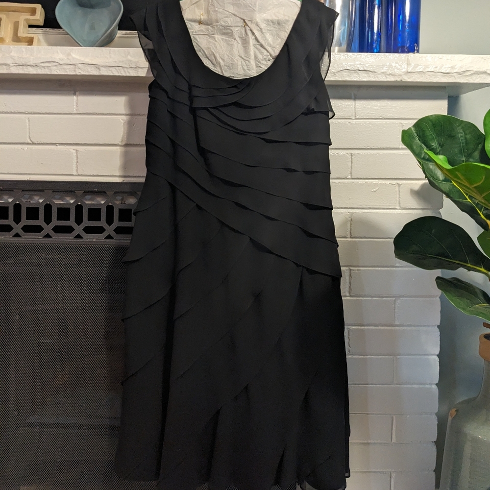 Adrianna Papell black ruffle dress